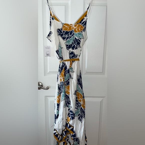 Nine West Asymmetrical Belted Dress in Blue and Yellow XL NWT - Picture 4 of 7